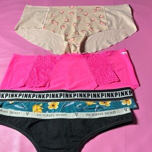 Victoria's Secret Panties Set - Pink, Black, Cream